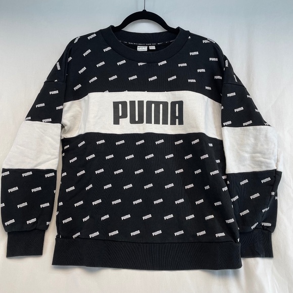 Puma Crewneck Sweater Black and White Women’s Size Small - Picture 1 of 12